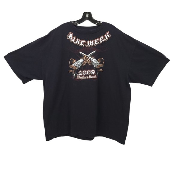 Bike Week 2009 Daytona Beach T Shirt Mens 3XL Double Sided Crew Neck Black Biker - Picture 3 of 16